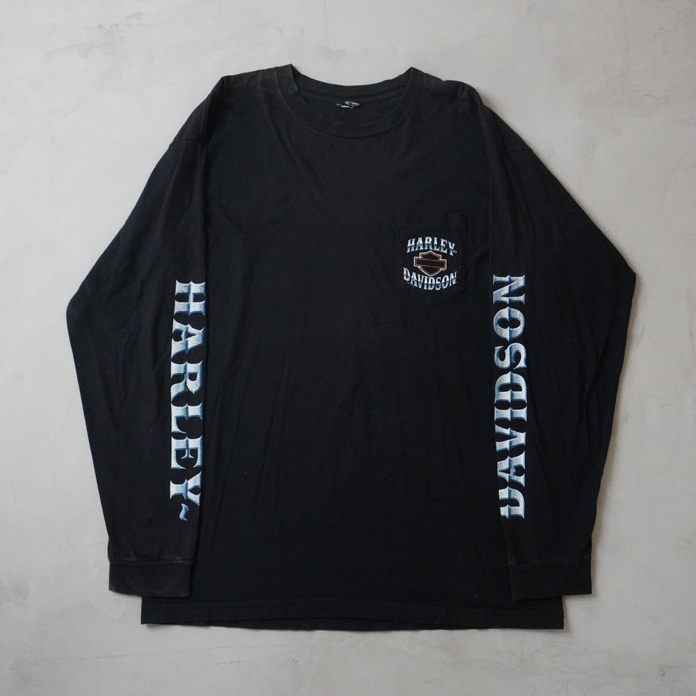 Vintage Harley Davidson Palm Beach Florida T-Shirt XL Mens Black Long Sleeve LS